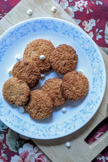 White Chocolate Cookies, plated and with lemon