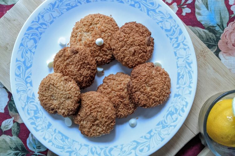 White Chocolate Cookies, plated and with lemon