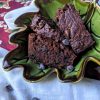 Chocolate zucchini bread served in a green bowl