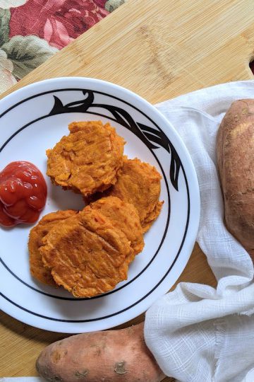 sweet potato patties, served with ketchup