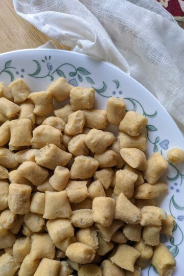 Whole wheat gnocchi on plate