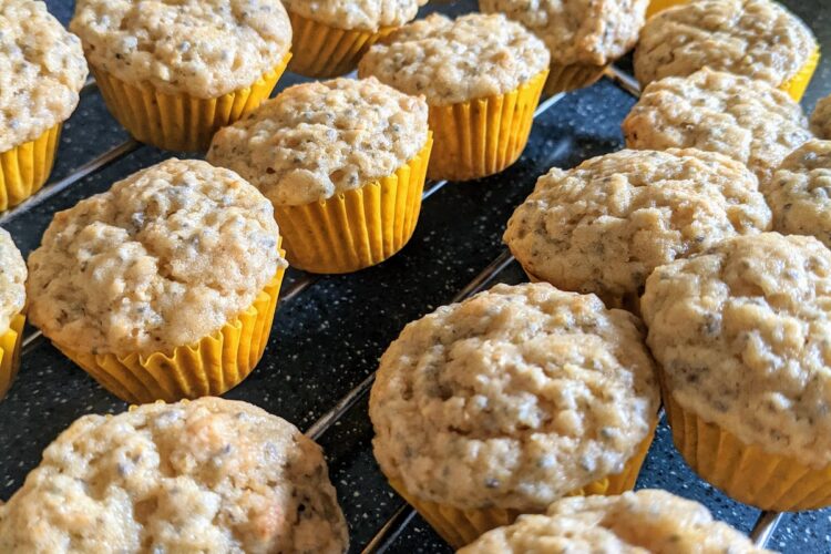 Lemon Chia Muffins on cooling rack