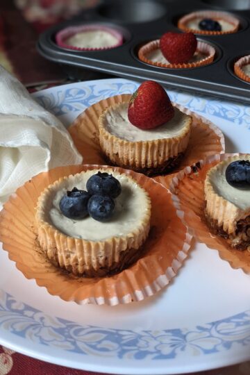 3 Greek Yogurt Granola Cups on plate, side view