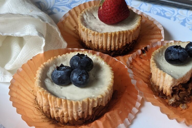 3 Greek Yogurt Granola Cups on plate, side view