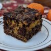 Chocolate orange zebra cake center piece in plate