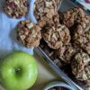 Apple Pecan Cookies with granny smith apple and pecan bowl top view